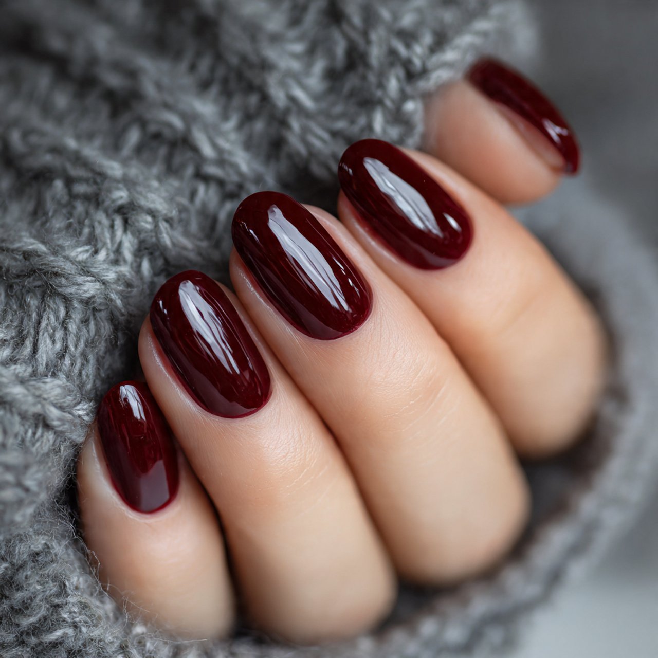 glossy mulled wine nails