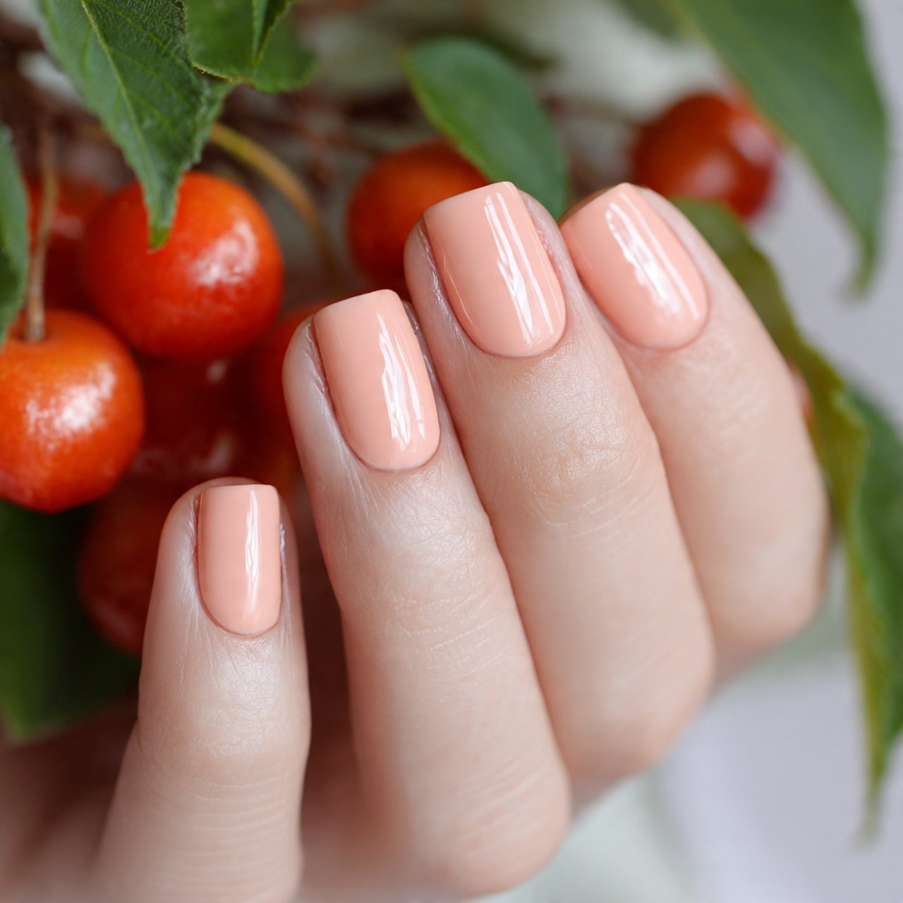 Nails Inspiration Summer: 15 Fresh, Stylish Nail Ideas for a Polished Seasonal Look 2 glossy peach sorbet nails nature look nails
