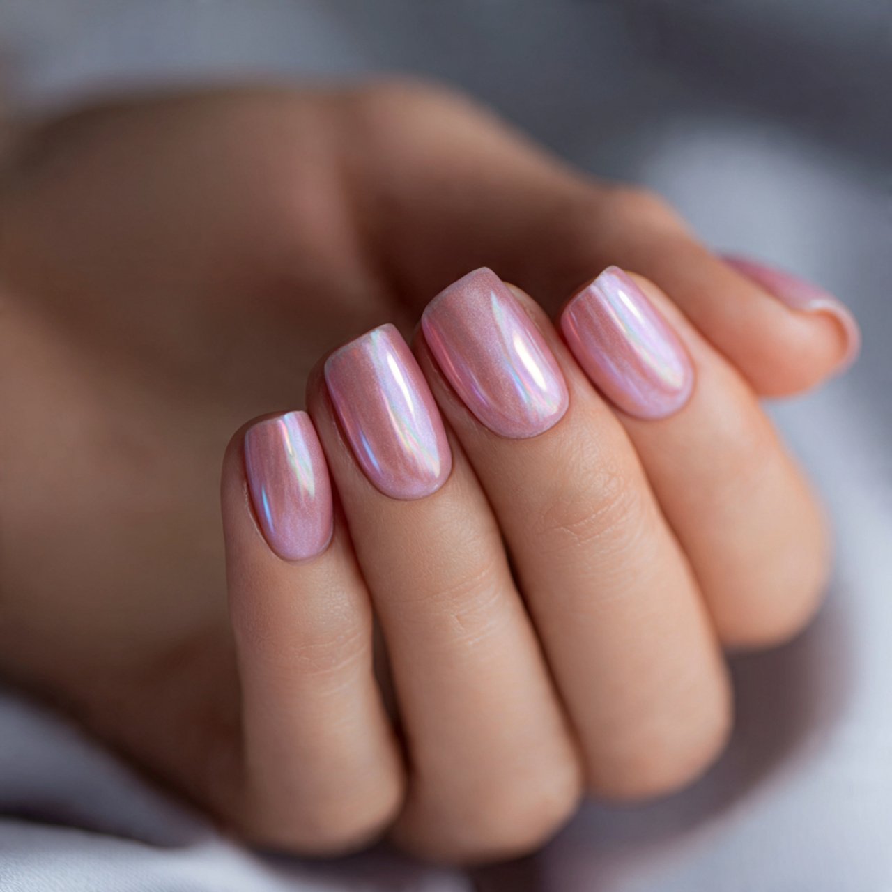 glossy short acrylic nails