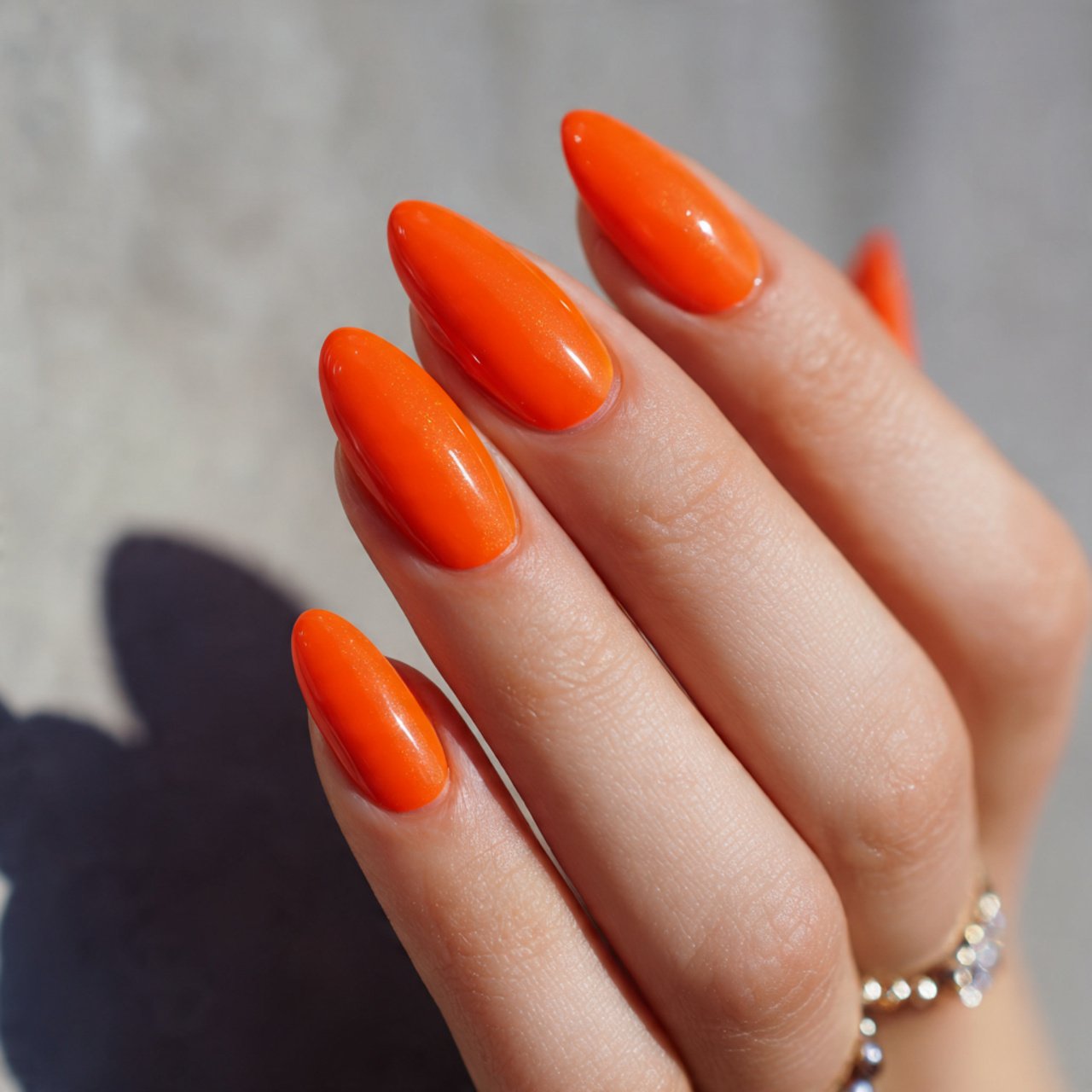 glossy tangerine nails tiny nails