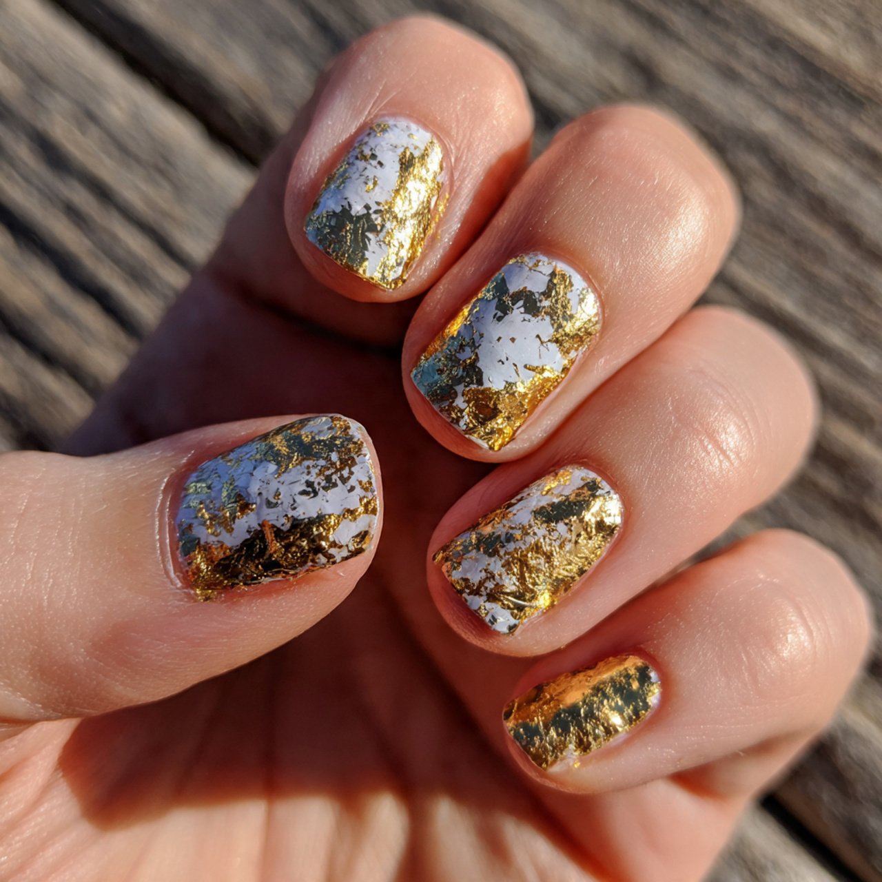 gold foil short nails