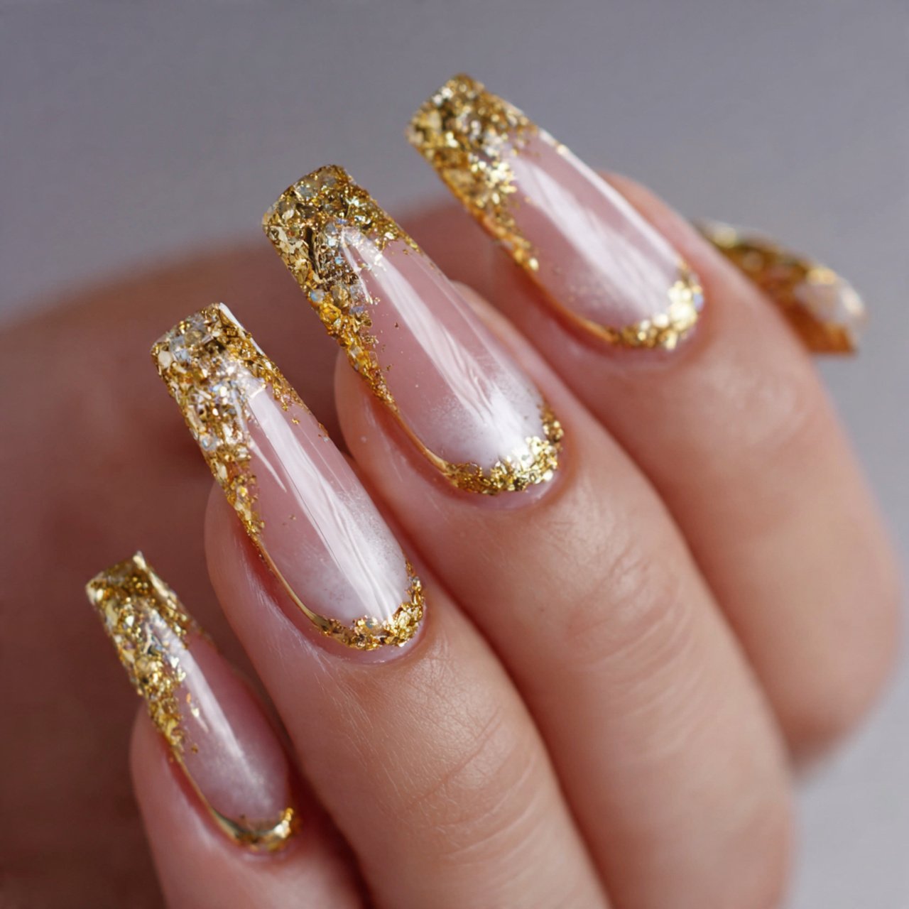 gold glazed french gorgeous nails