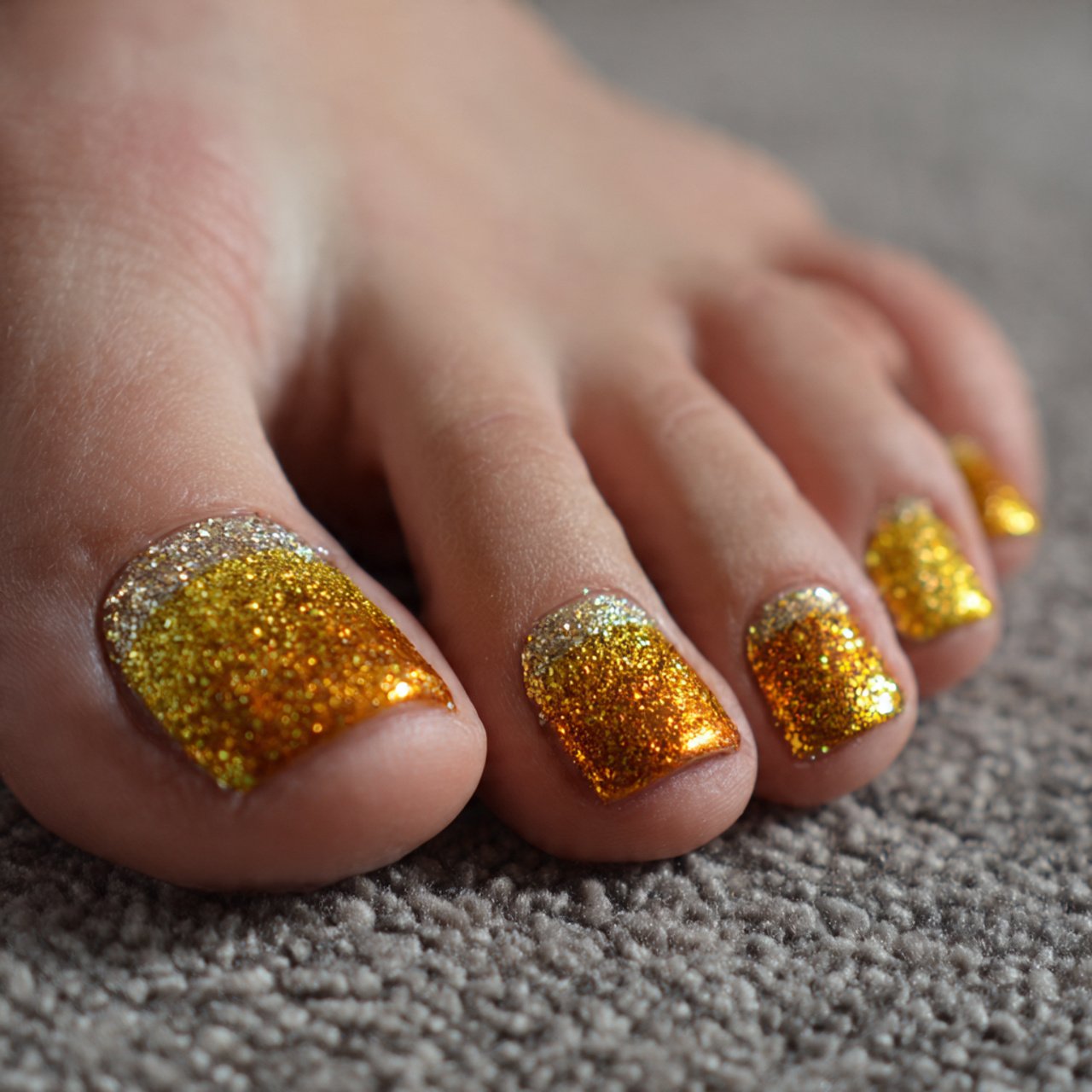 gold shimmer toe nails