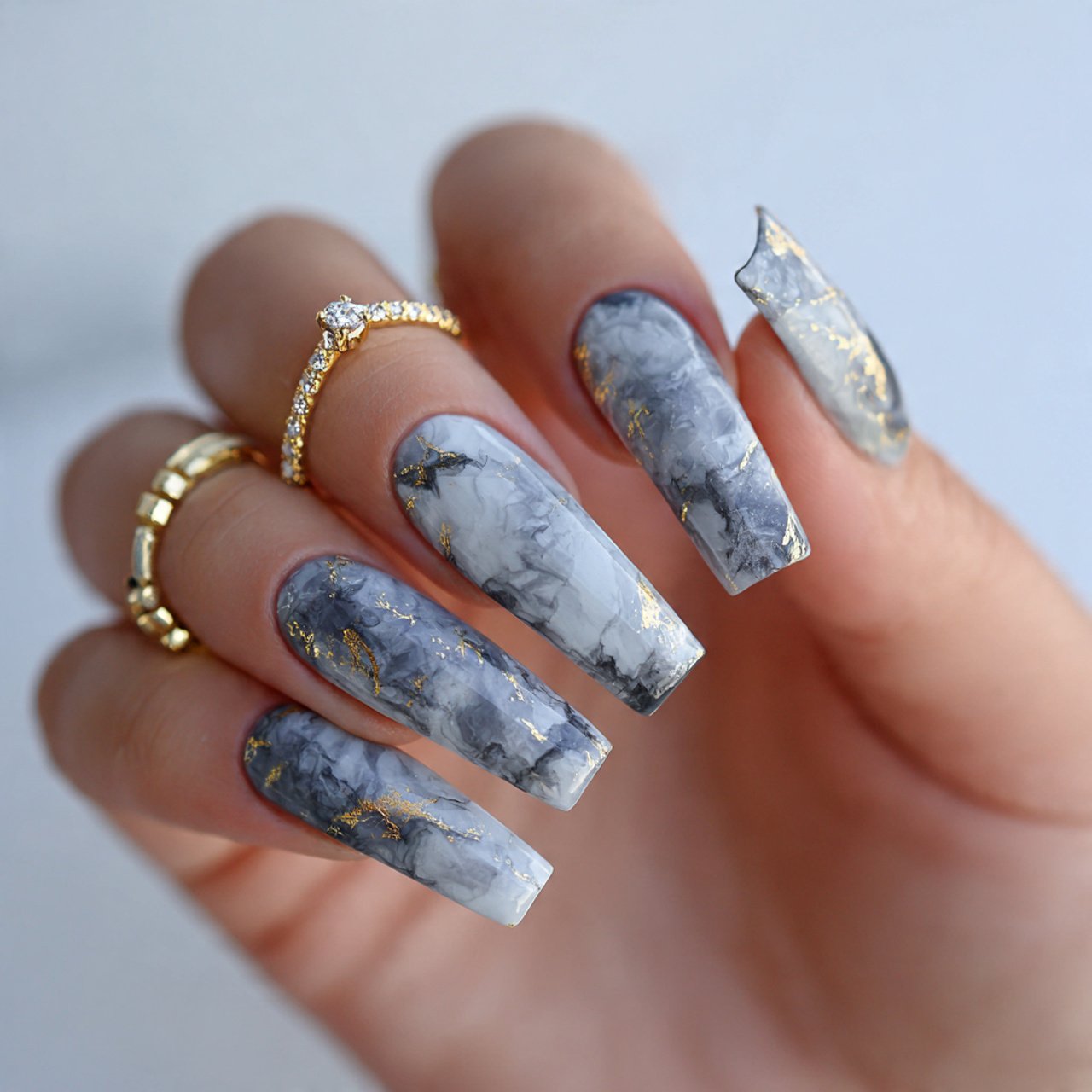 grey smoke marble nails gorgeous nails