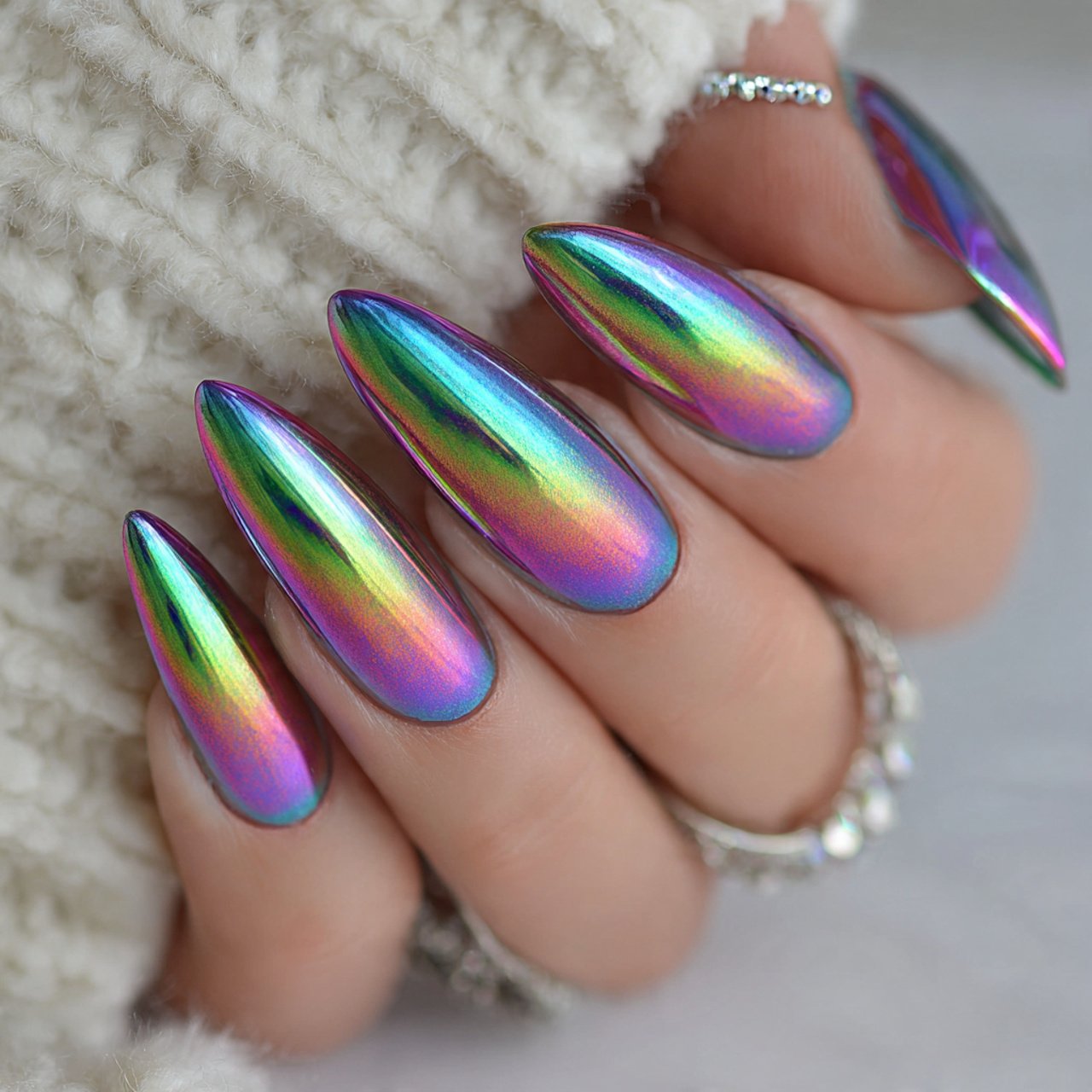 holographic chrome festival nails