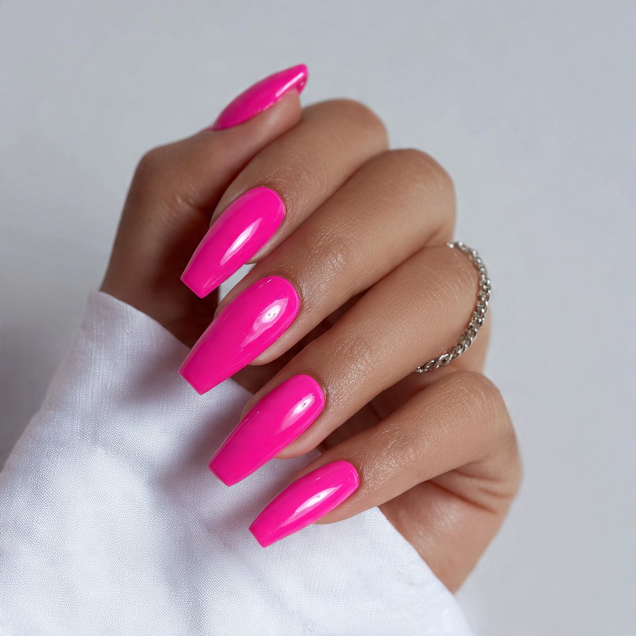 hot pink statement gel nails