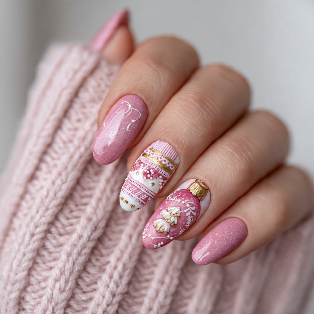 hot pink velvet christmas nails