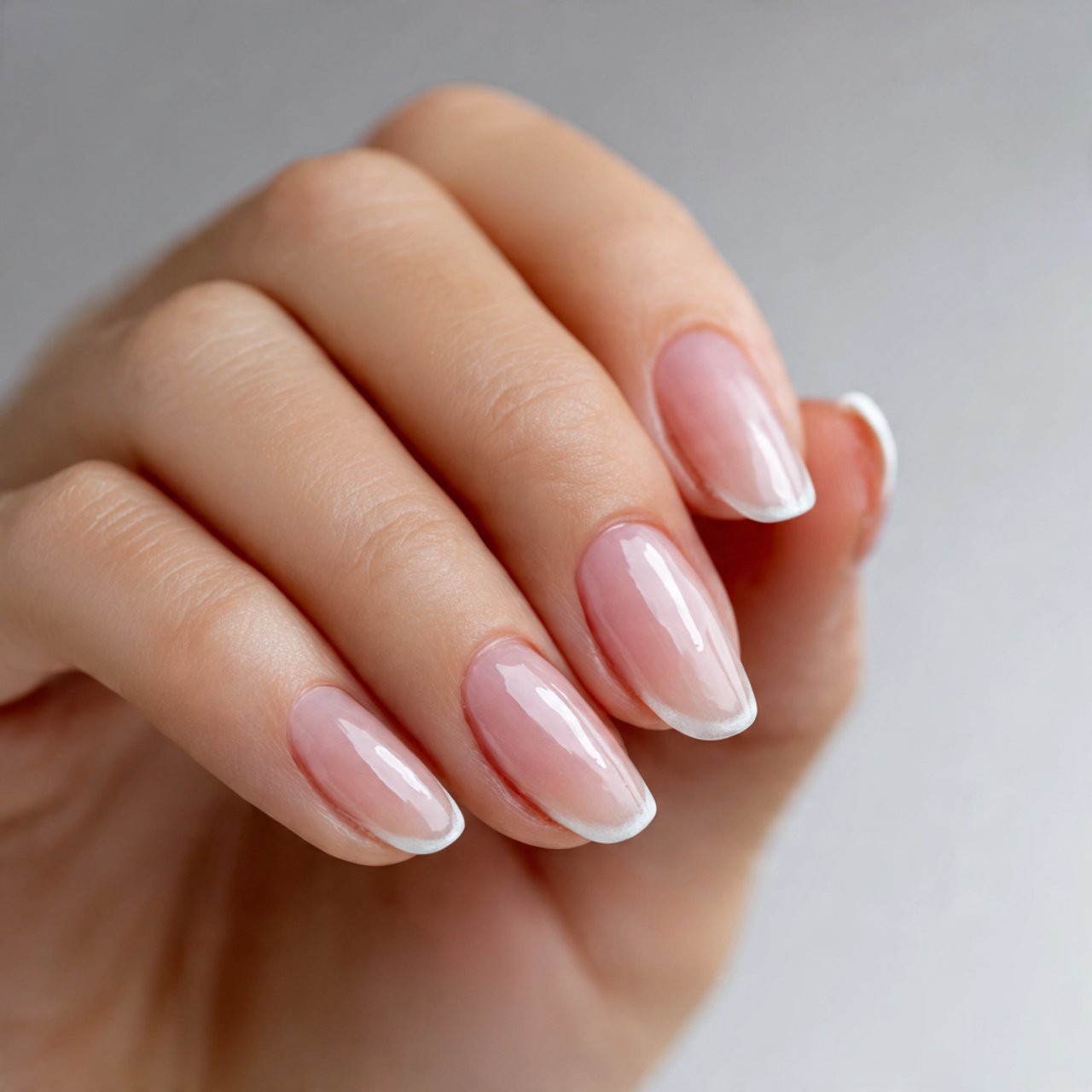 invisible french gel manicure nails