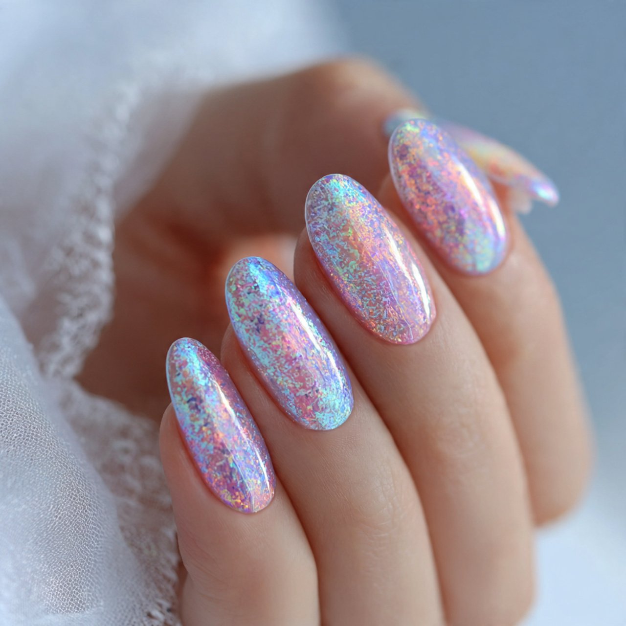 iridescent sparkly nails