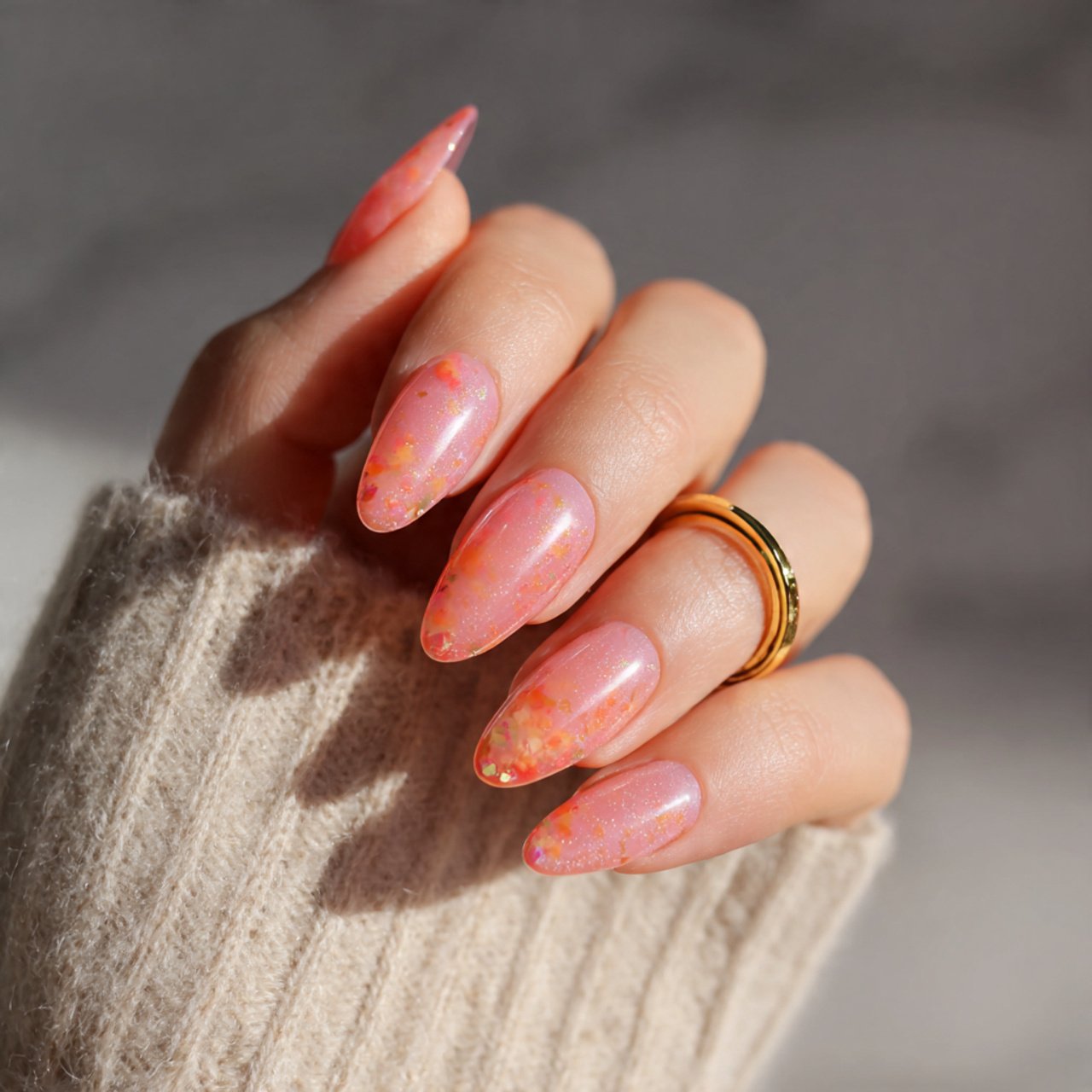 jelly peach tint nails
