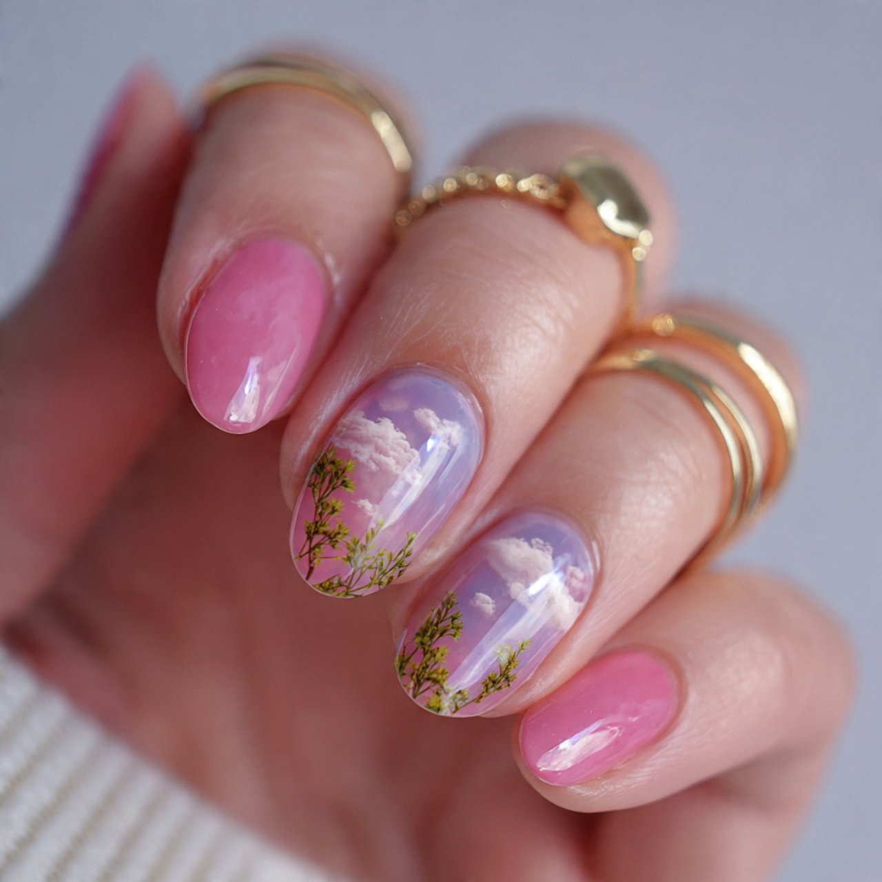 jelly pink cute nails nature look nails