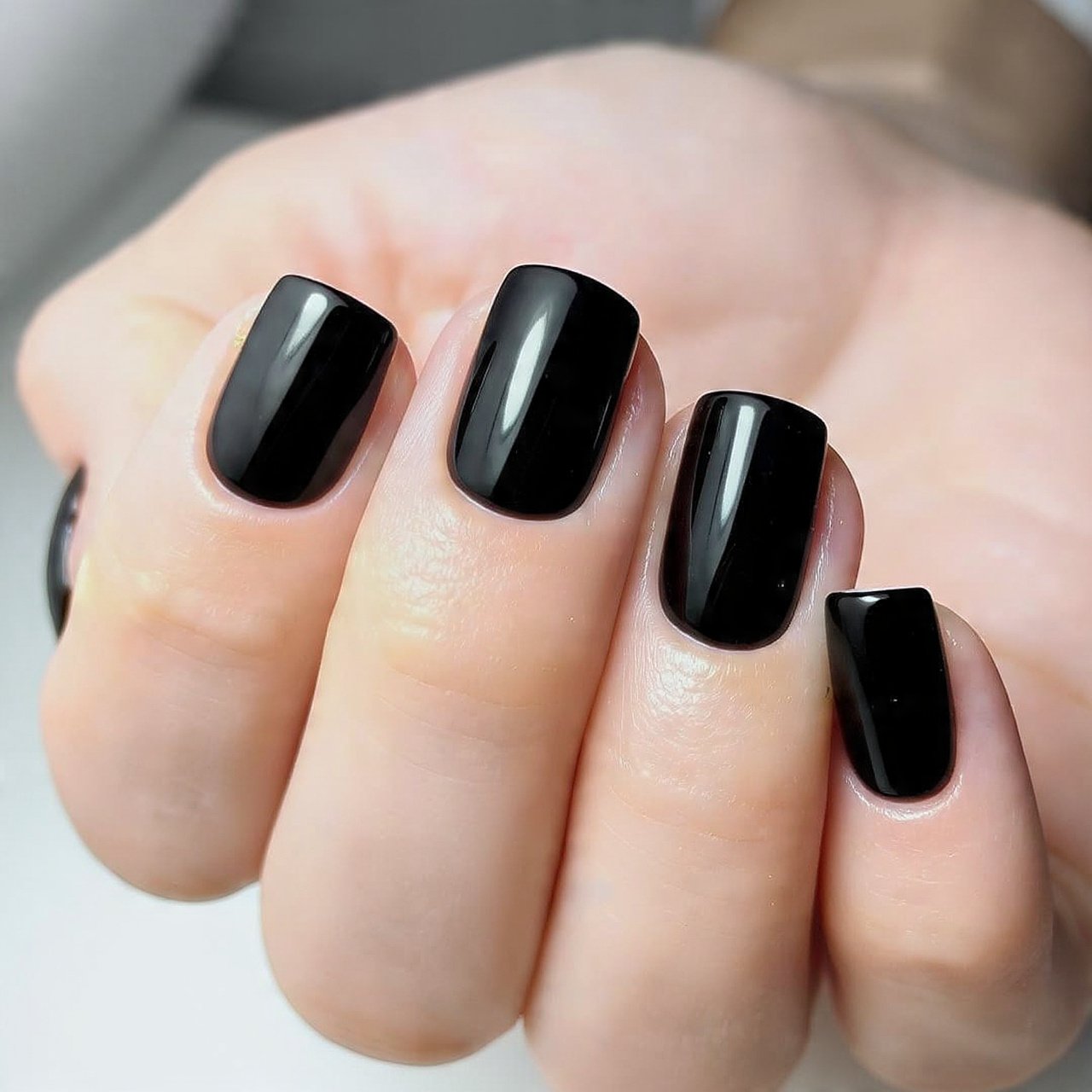 jet black high gloss patent nails nature look nail