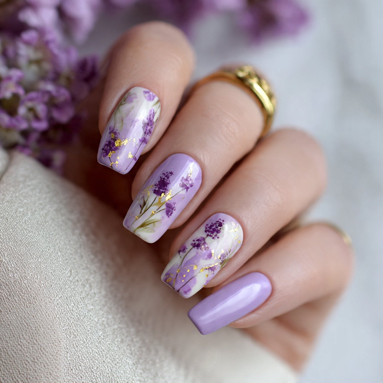 lavender cream april nails