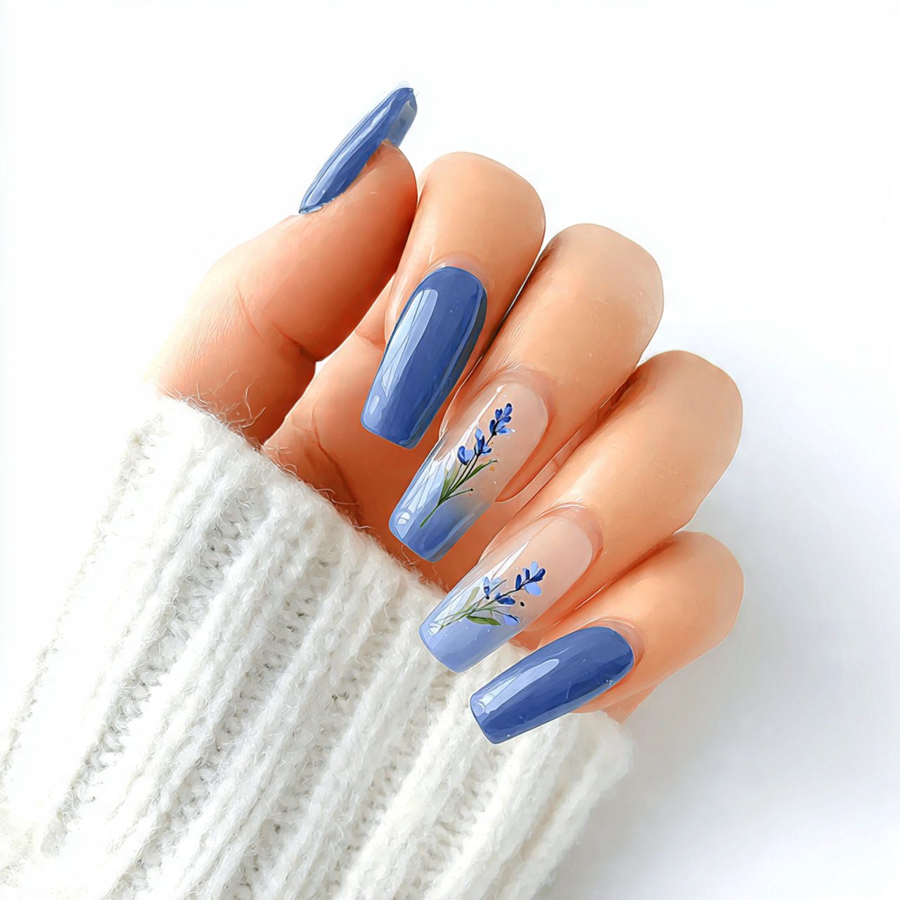 lavender shimmer coffin nails nature look nails