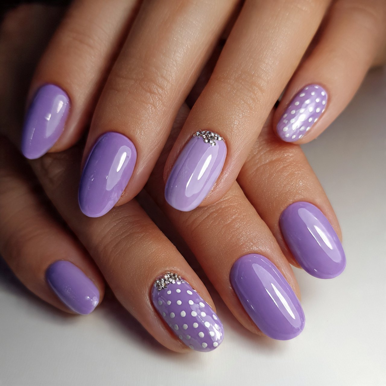 lavender with silver dots attractive nails