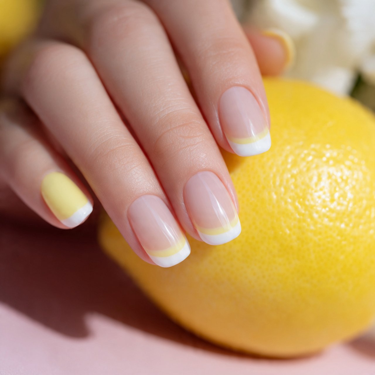 lemon sorbet micro french nails
