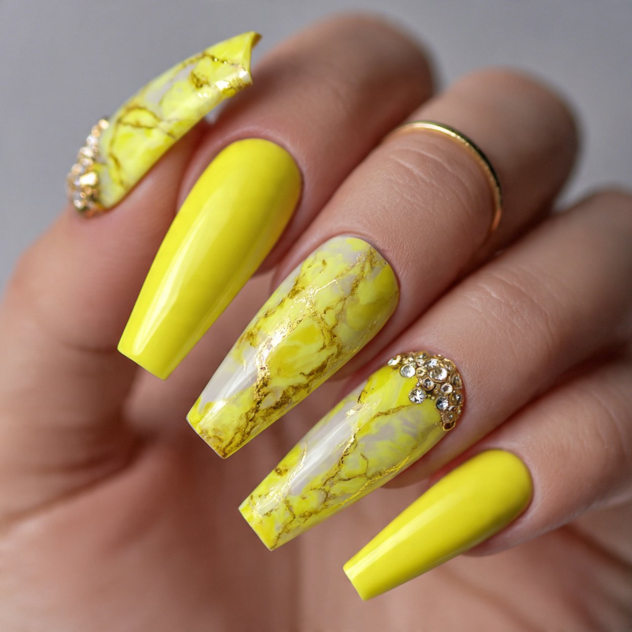 lemon yellow coffin nails stunning nails