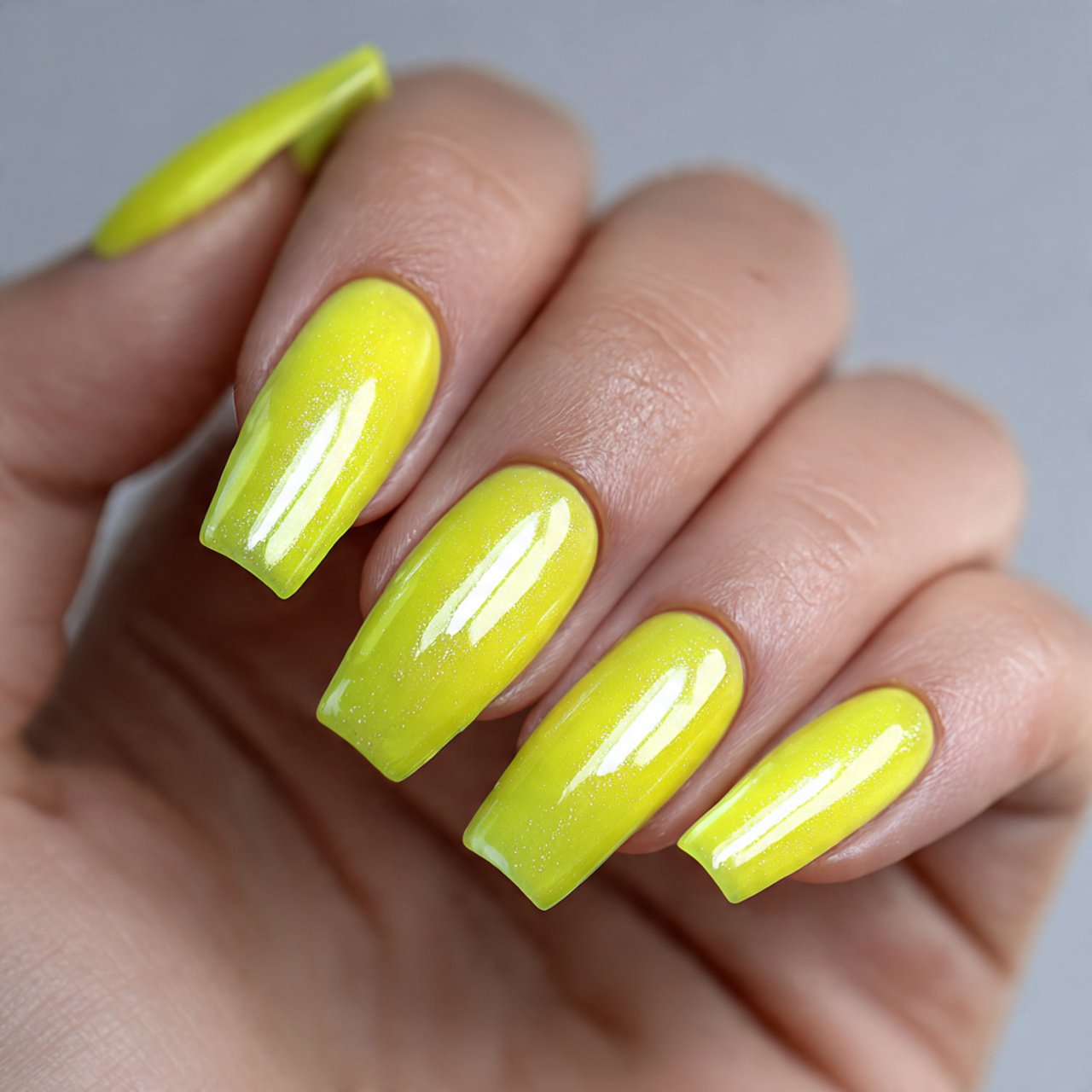 lemon yellow square nails