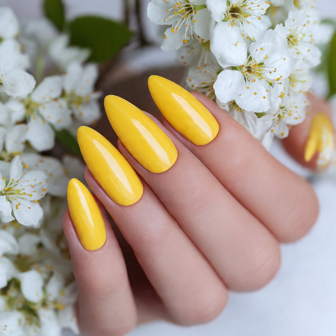 lemon yellow summer gel nails