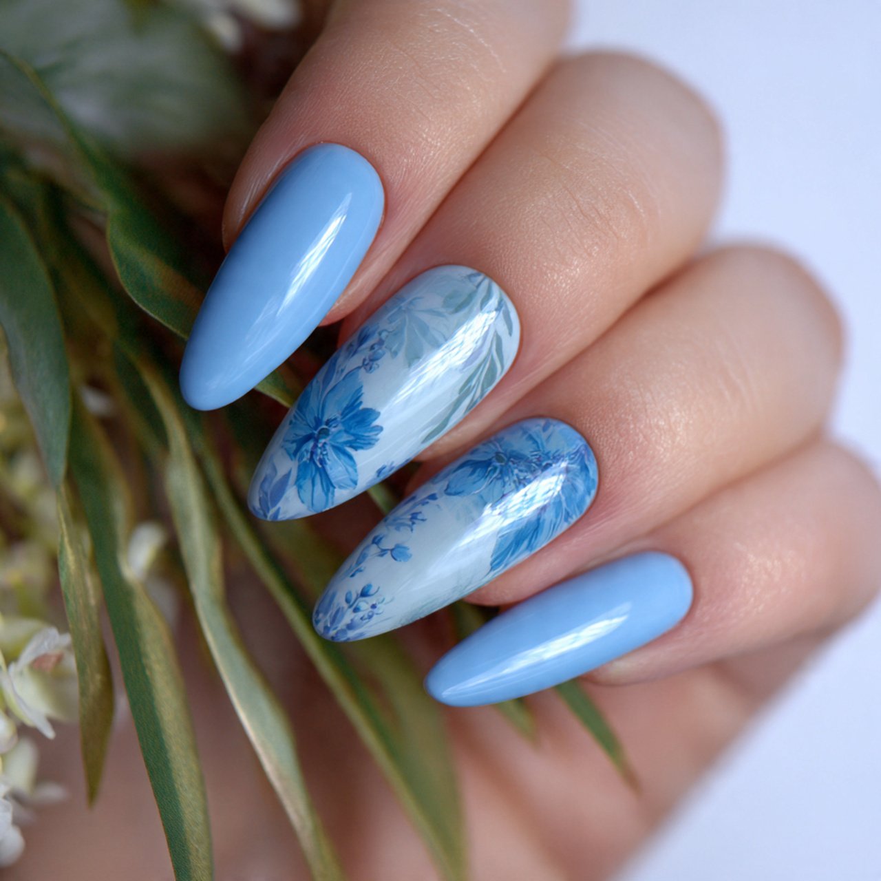 light blue and accent nail soft balance set nature