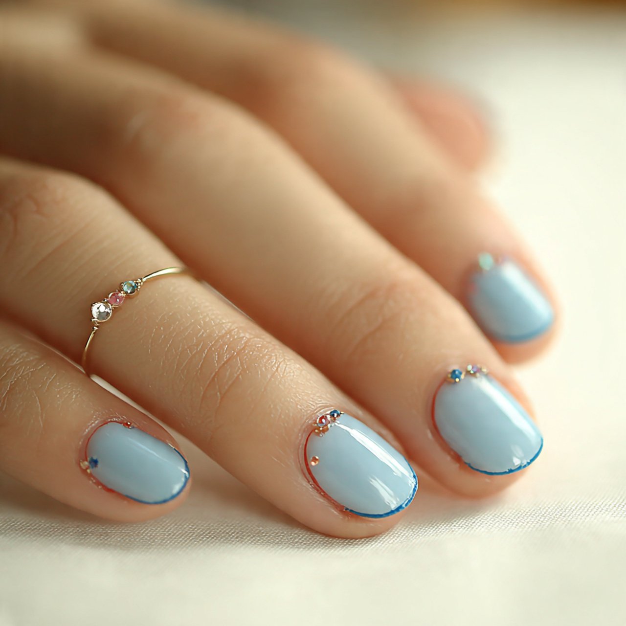 light blue with tiny crystal accent natural look n