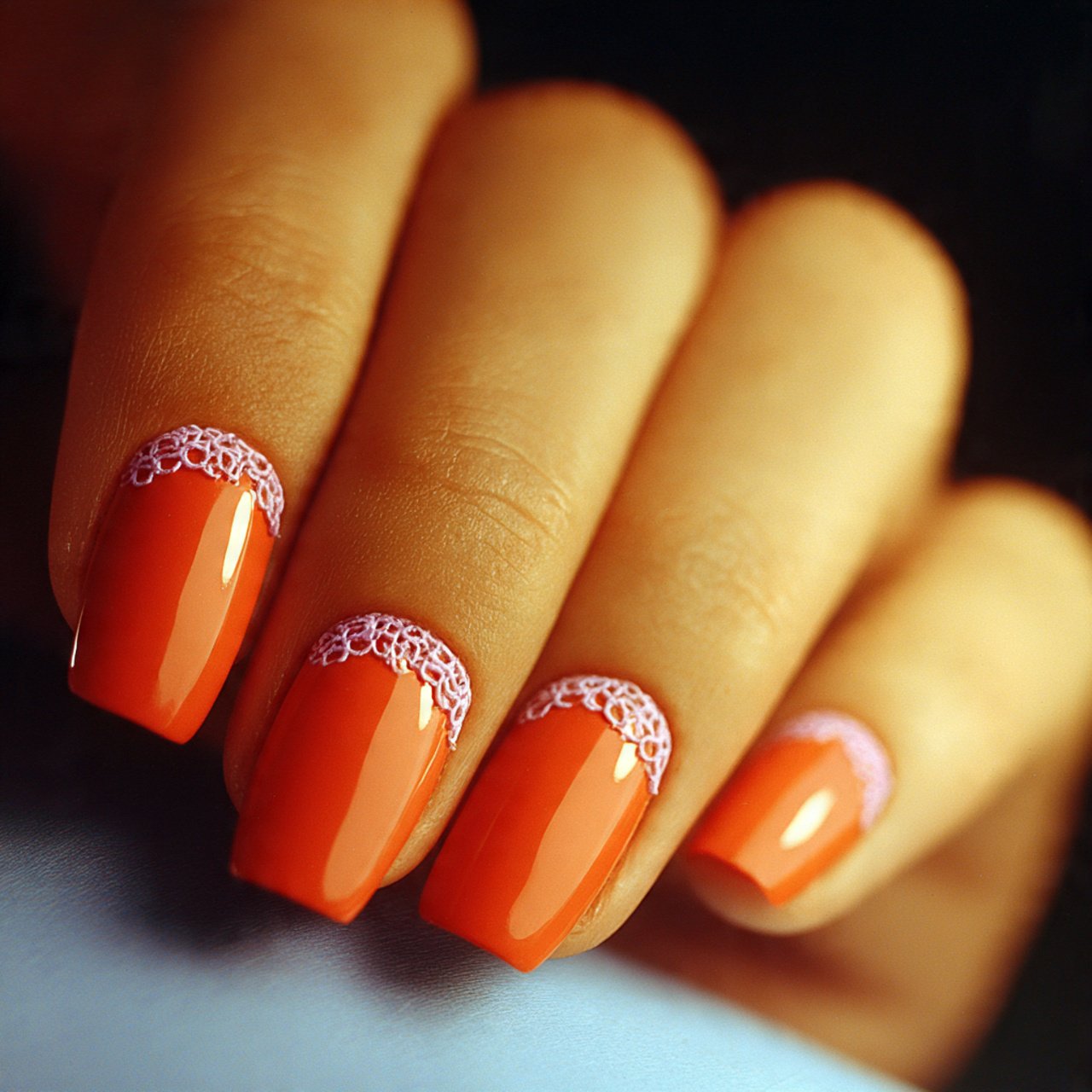 light brown lace accent nails cool look nails