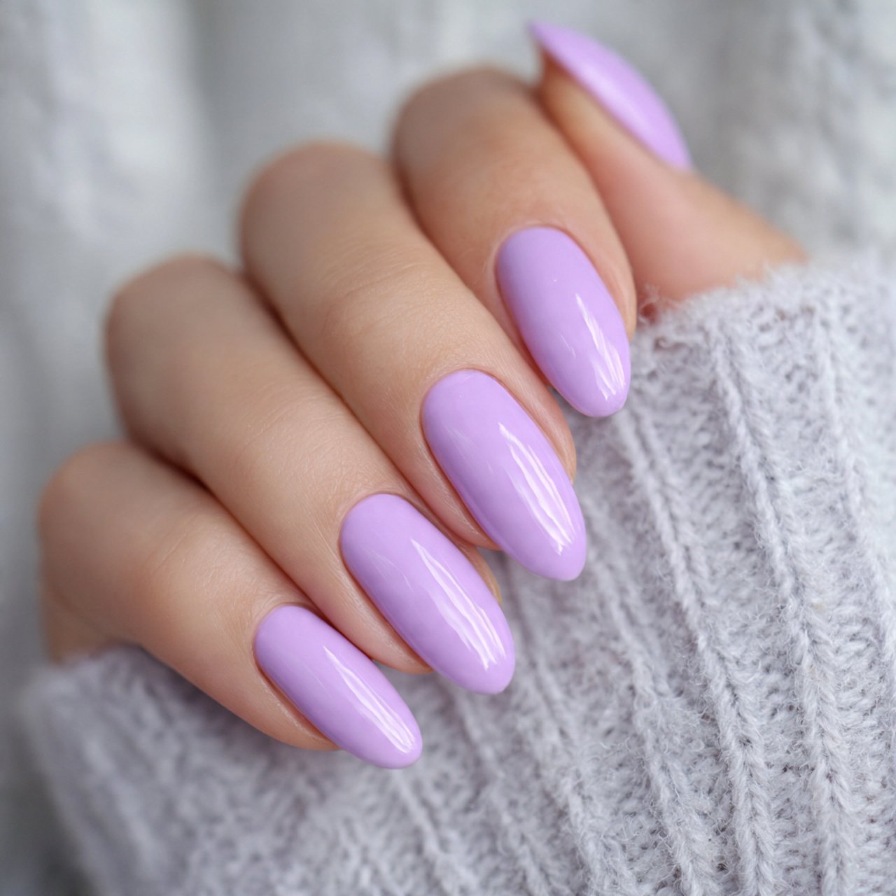 lilac single color nails