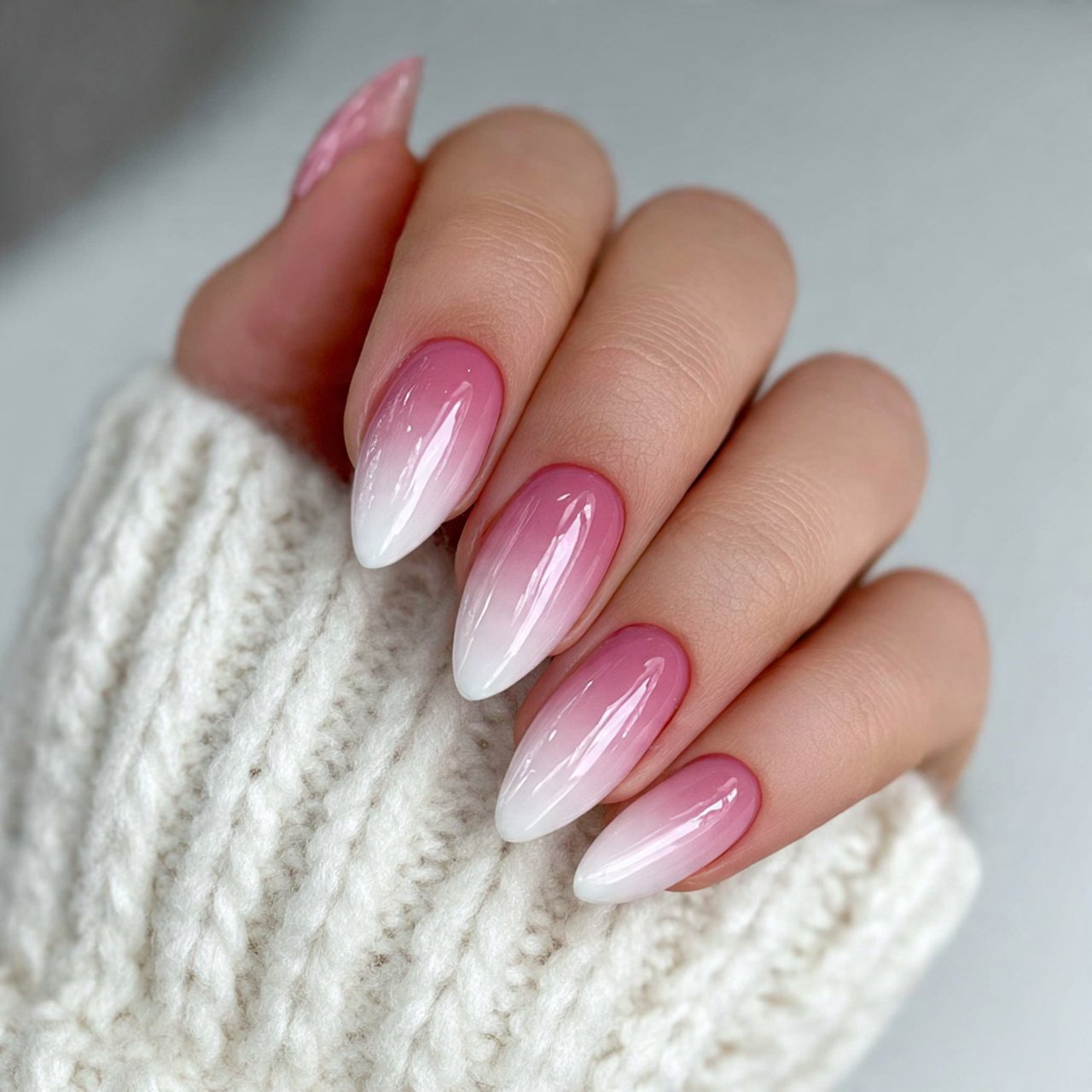 long almond pink and white ombre gorgeous looks na