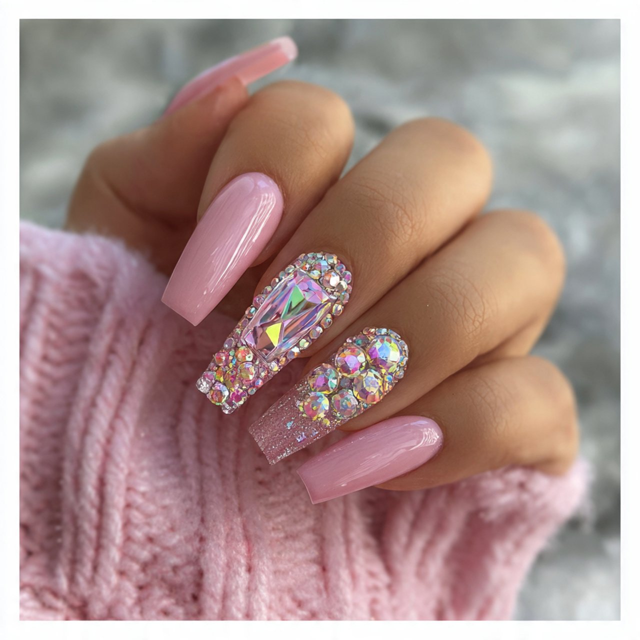 long gem accent nails decent look nails