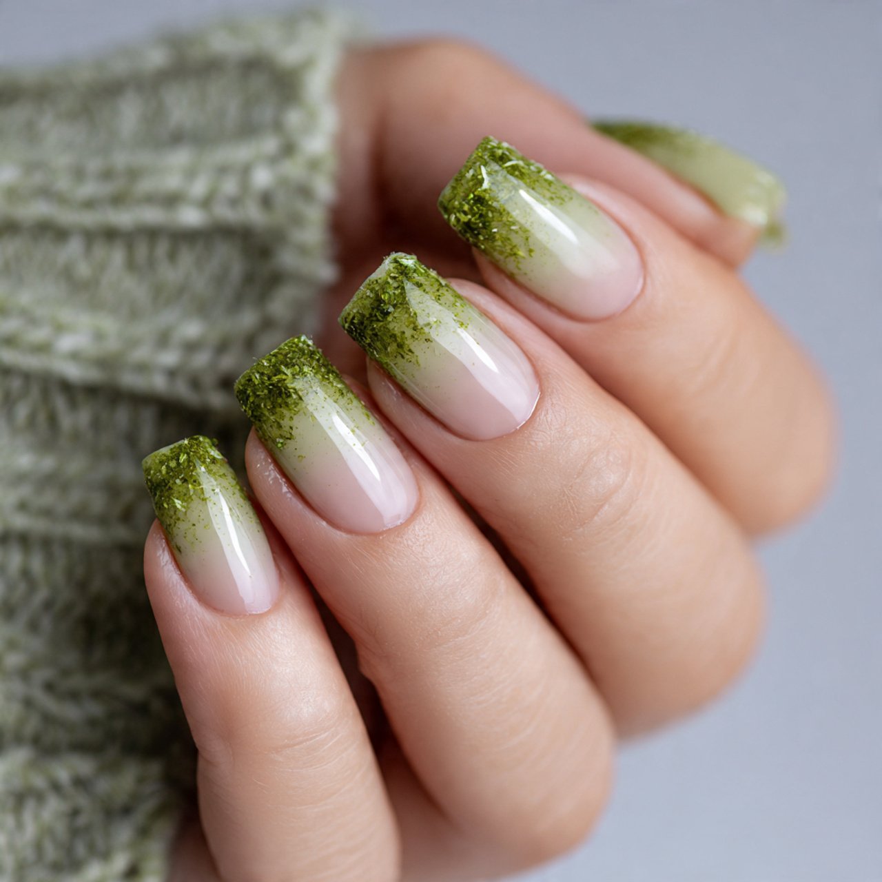 matcha french tips attractive nails