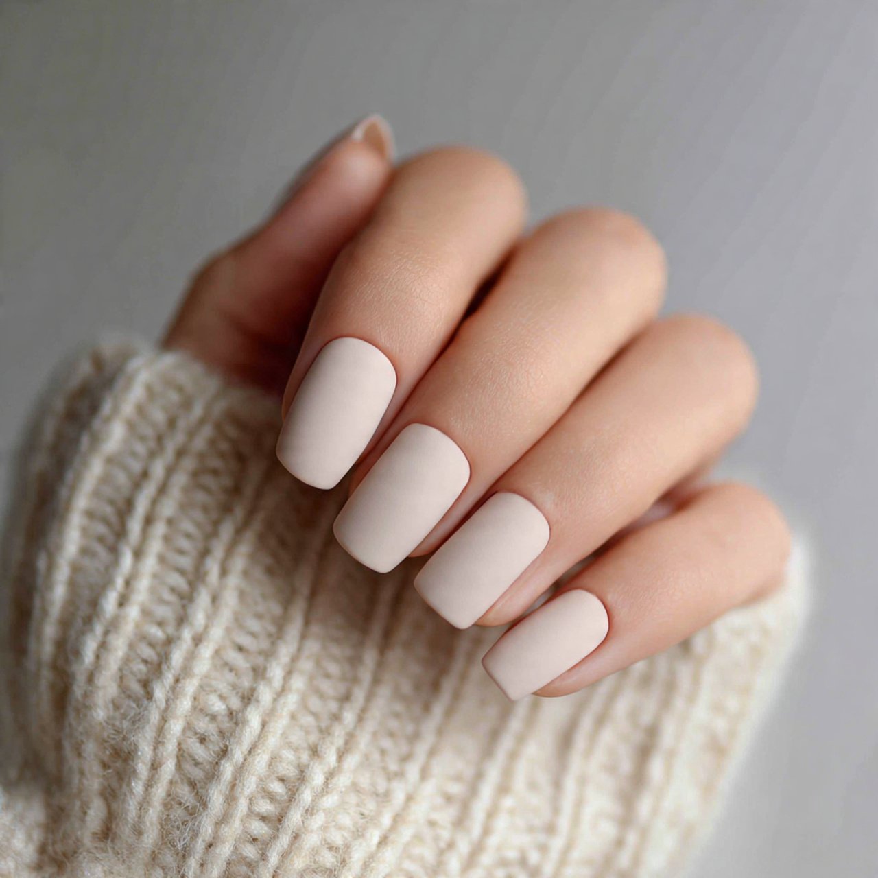 matte blurred beige flawless nails