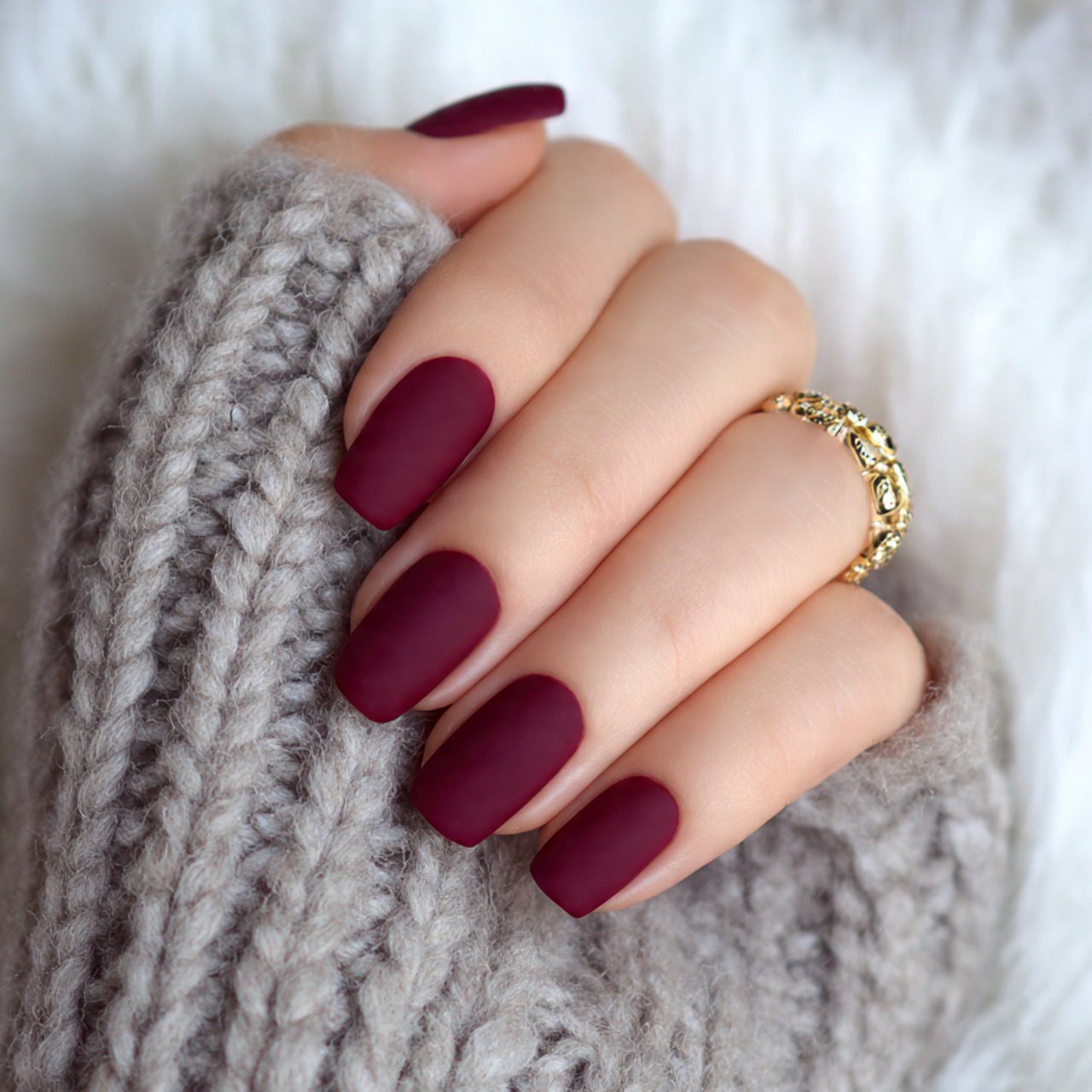 matte burgundy nails