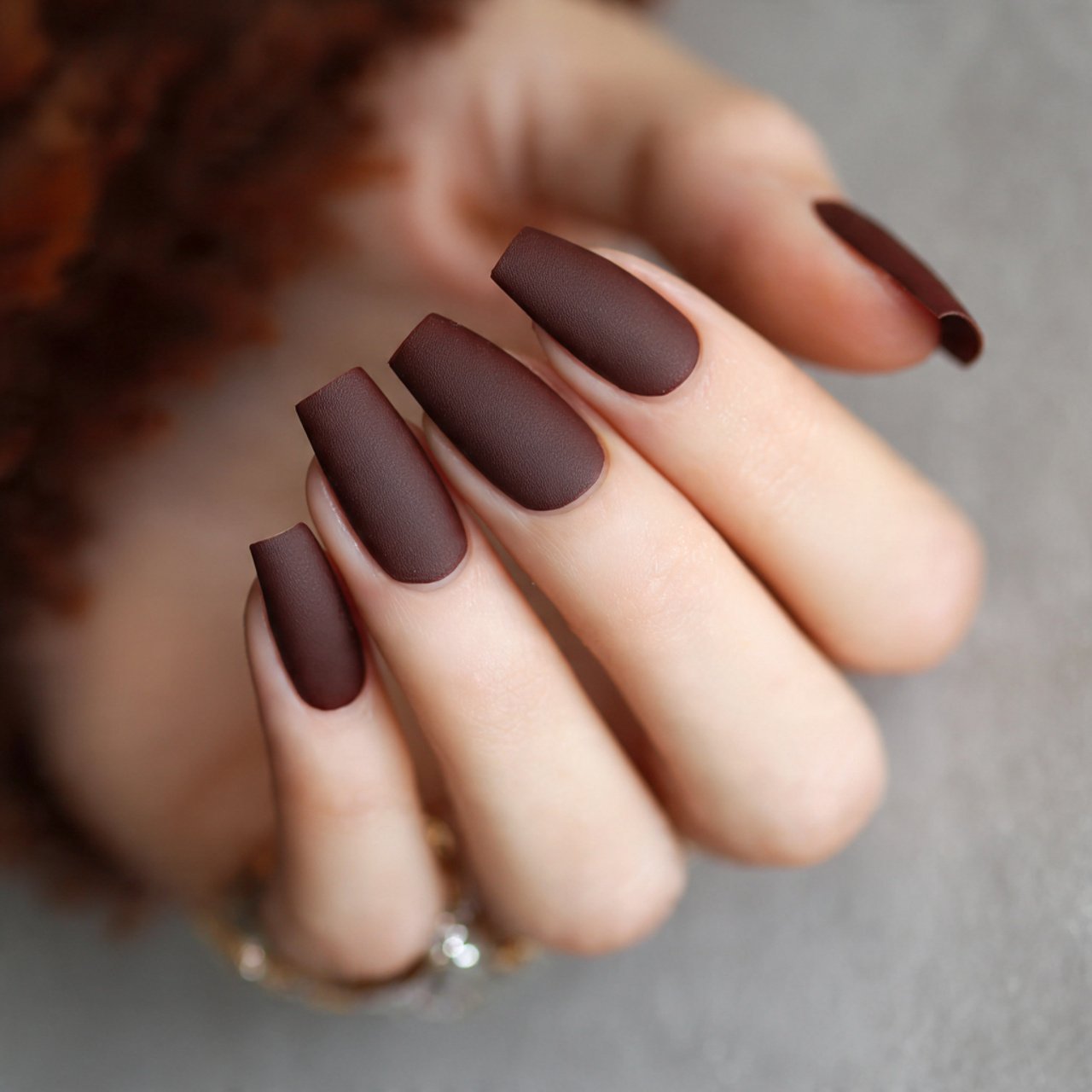 matte chocolate brown nails