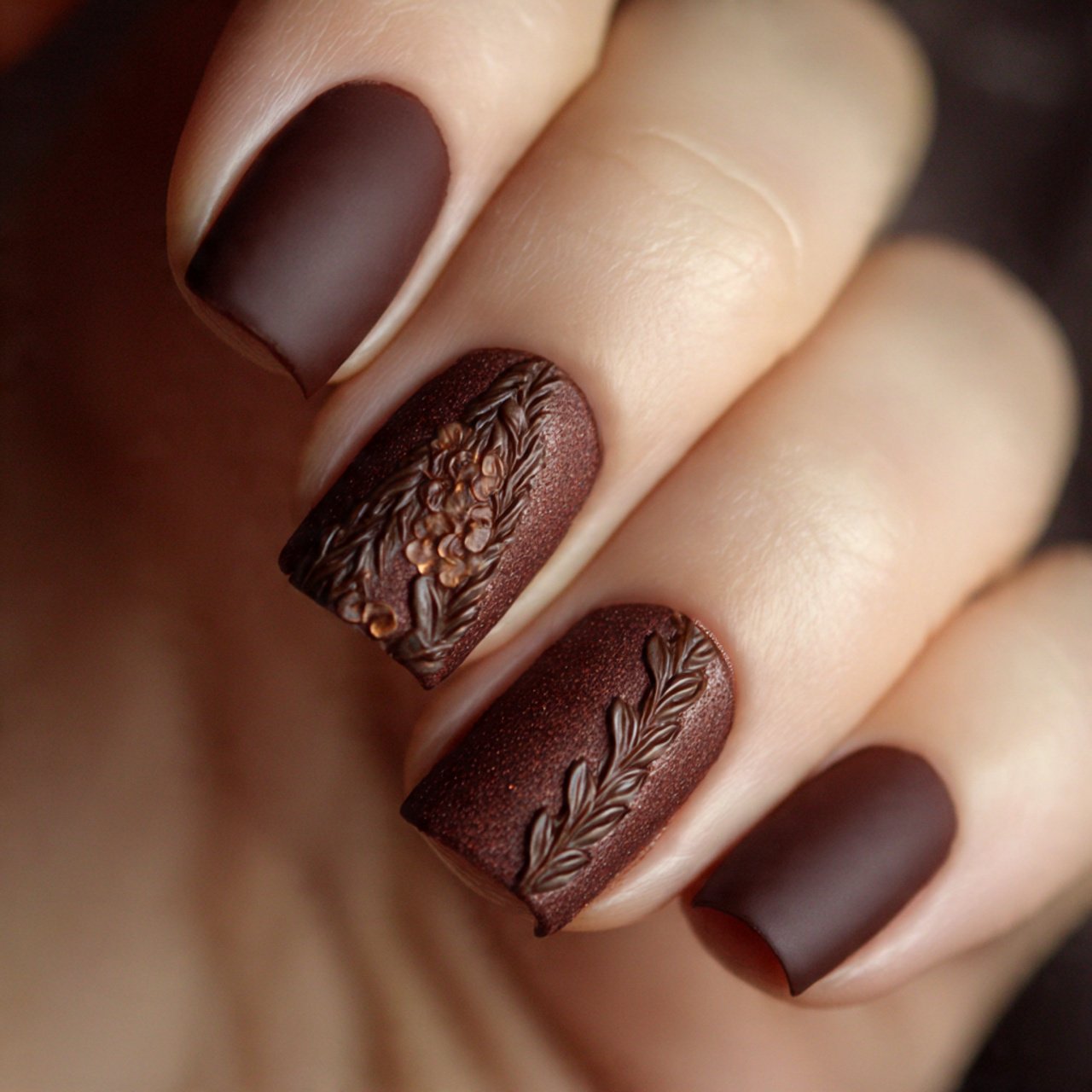 matte cocoa brown nails creative nails