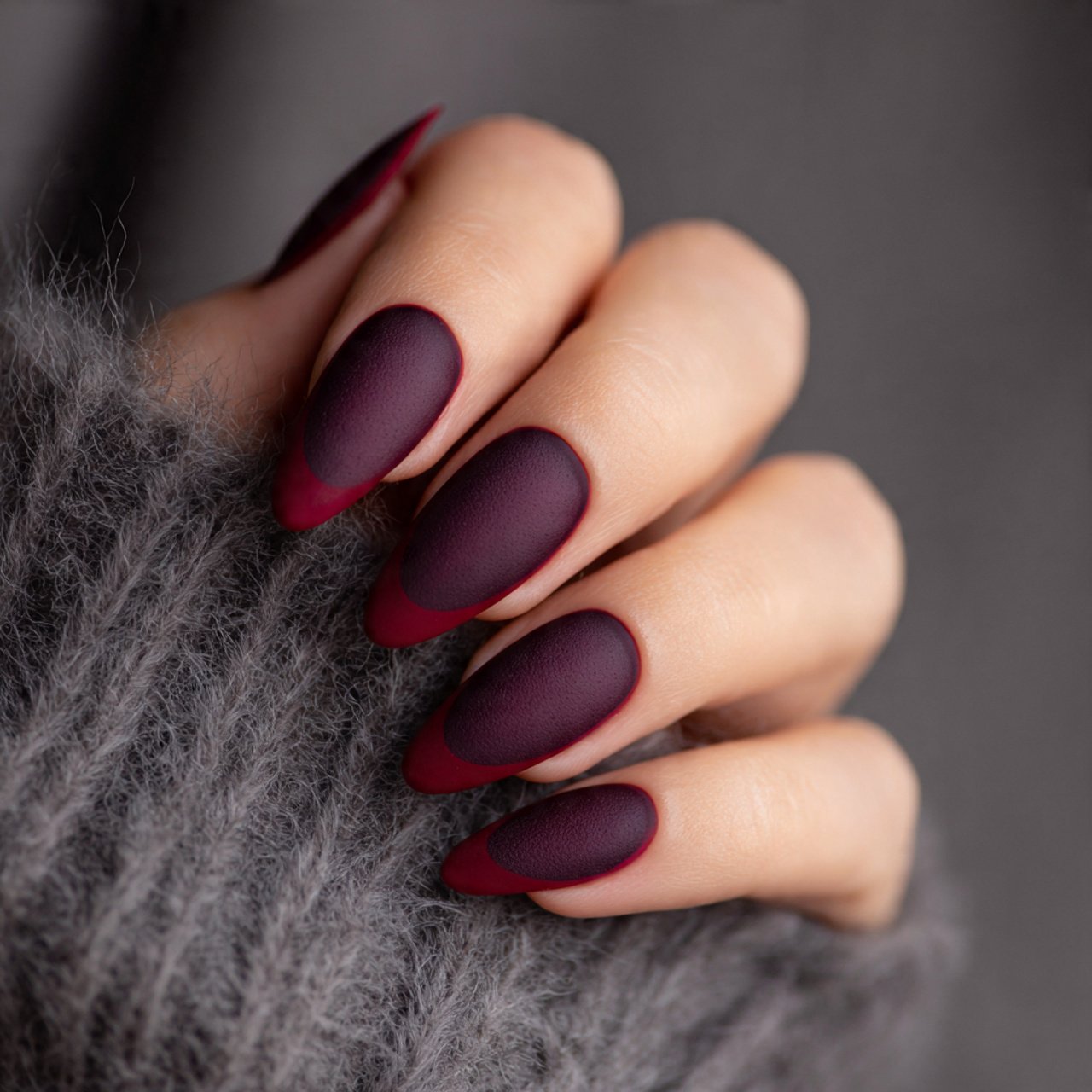 matte glossy burgundy tips reverse texture nature