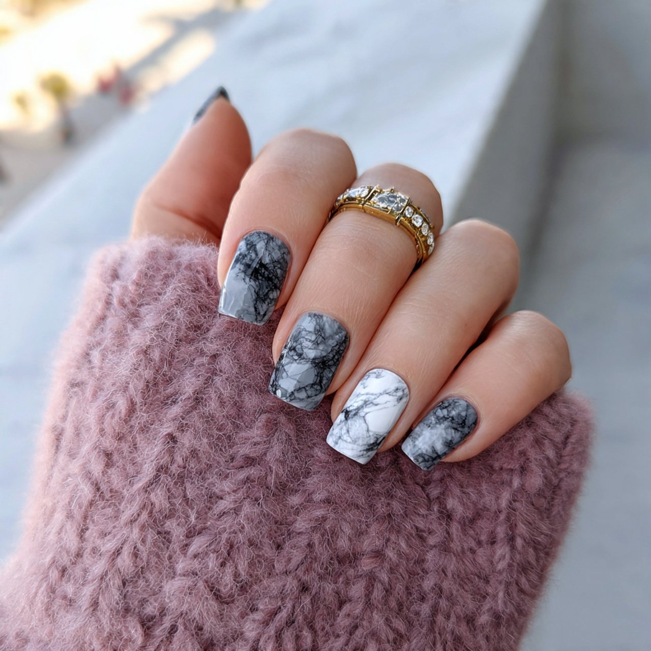 matte marble nails creative nials