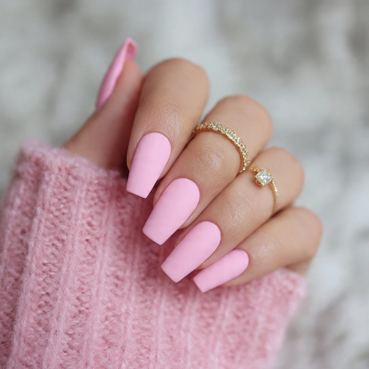 matte milky pink nails 1