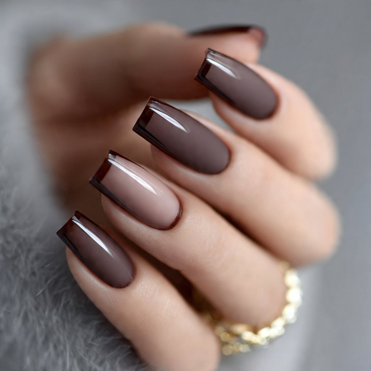 matte mocha nails with glossy tips gorgeous nails