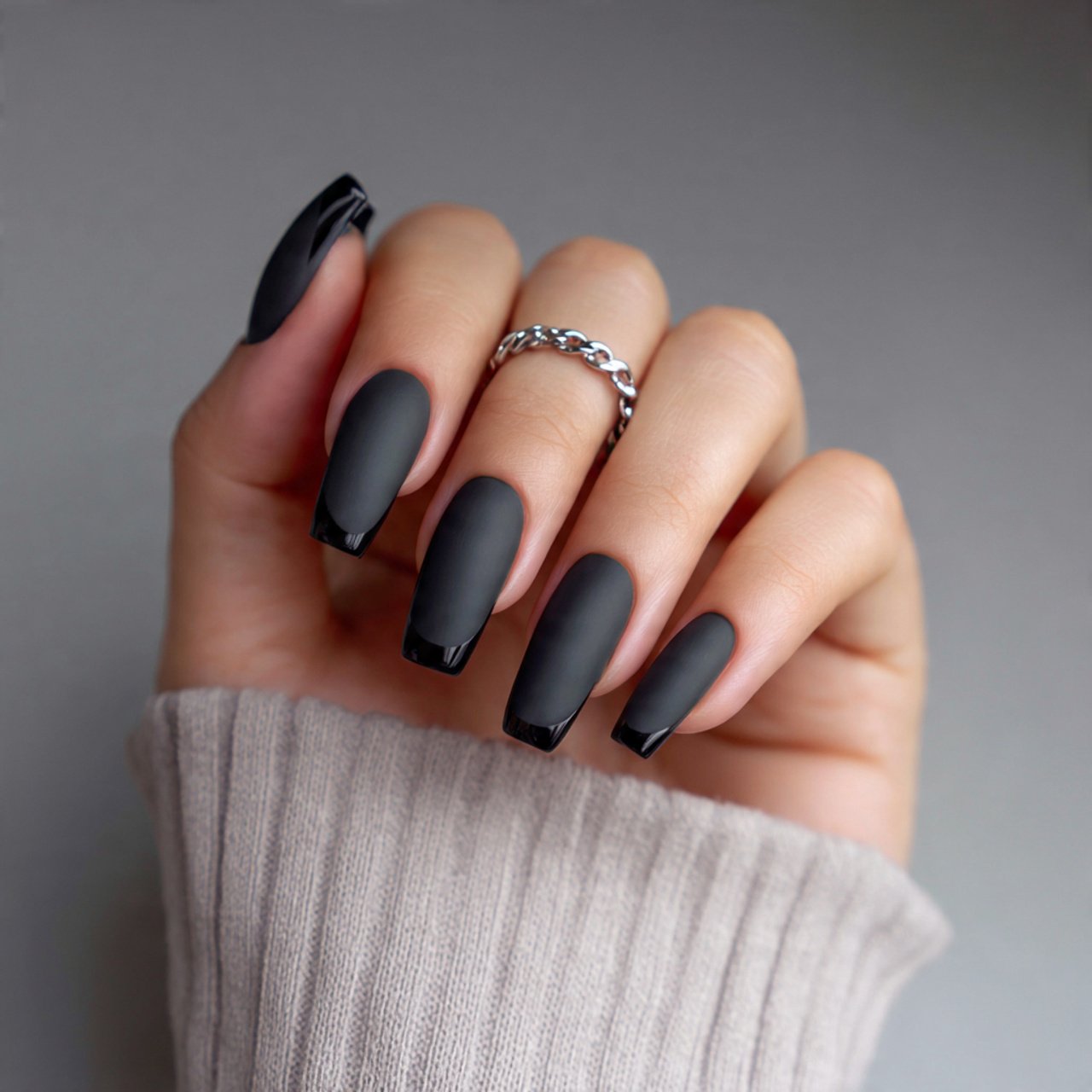 matte nails with glossy tips nails