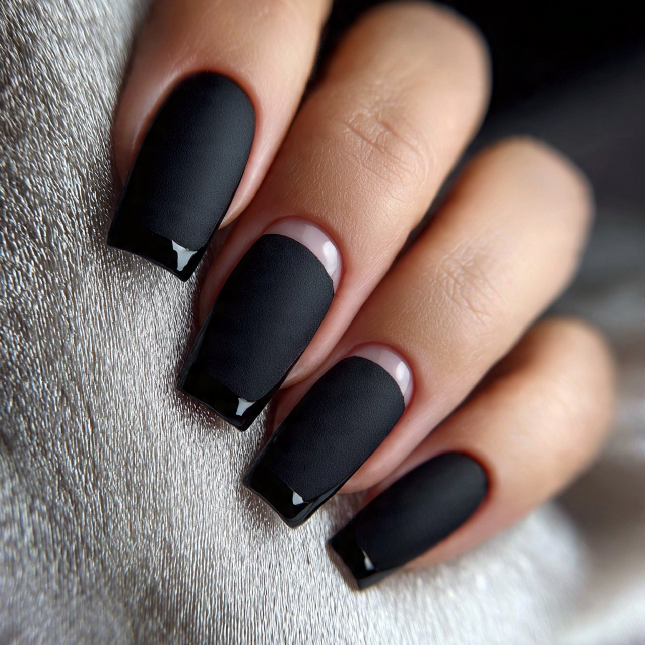 matte nails with glossy tips pretty nails