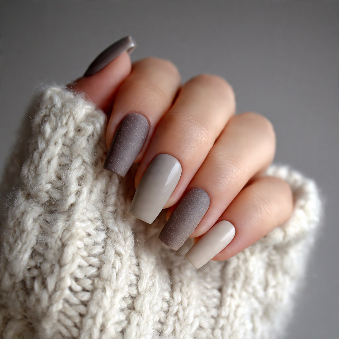 matte neutral mixed tones gorgeous nails