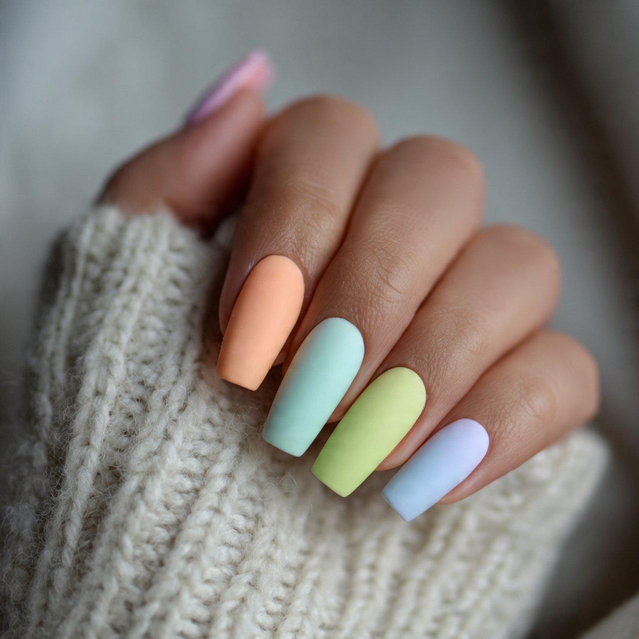 matte pastel mixed nails