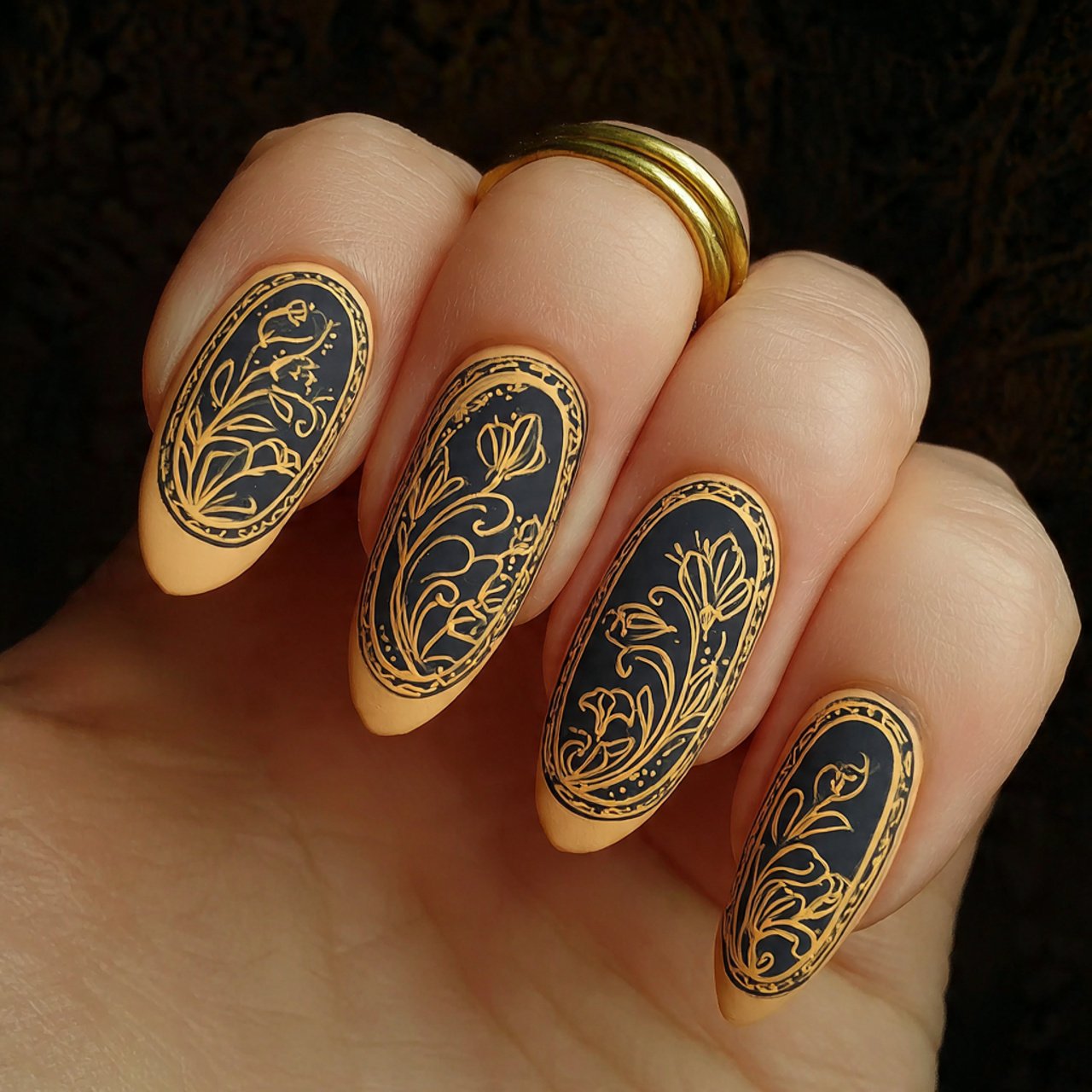 matte peachy nails tiny nails