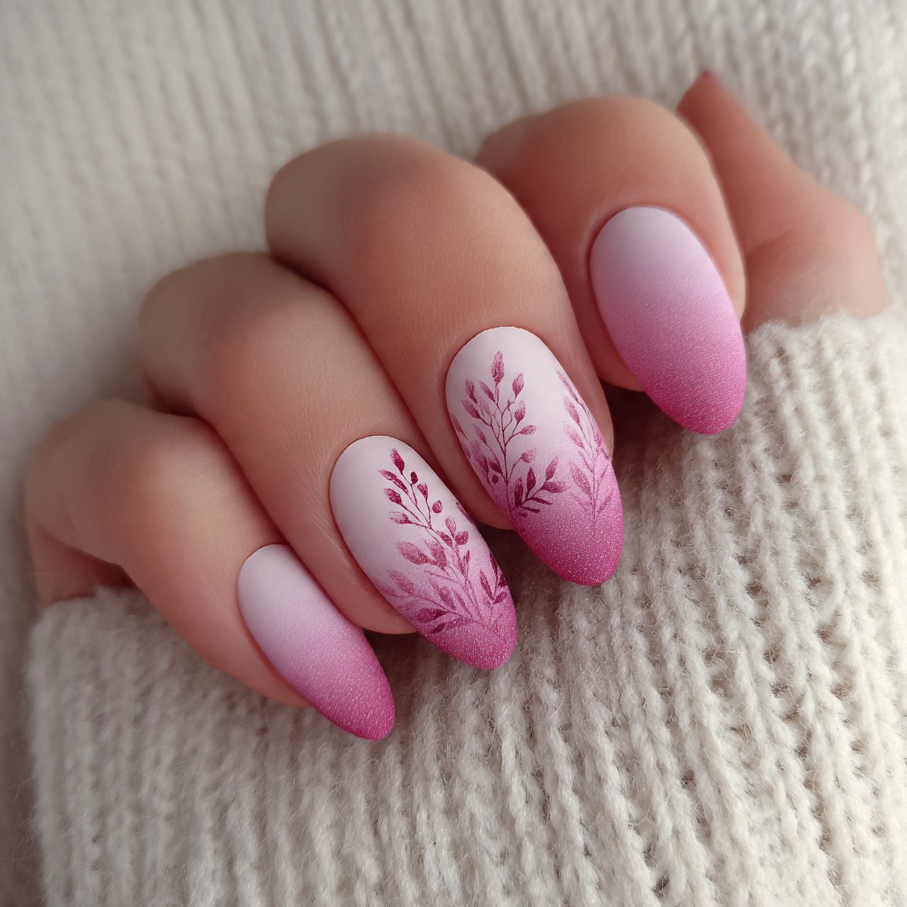 matte pink and white ombre nails nature looks nail