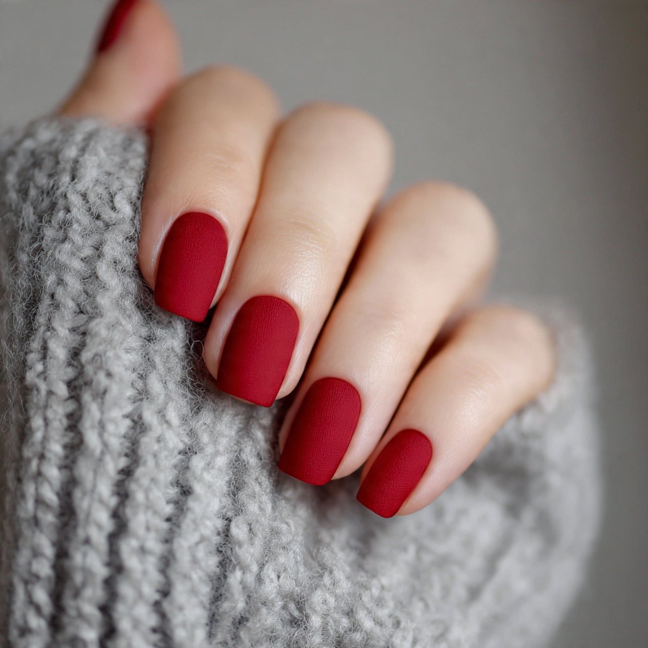 matte red nails