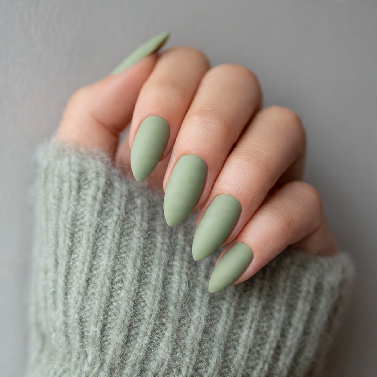 matte sage green nails