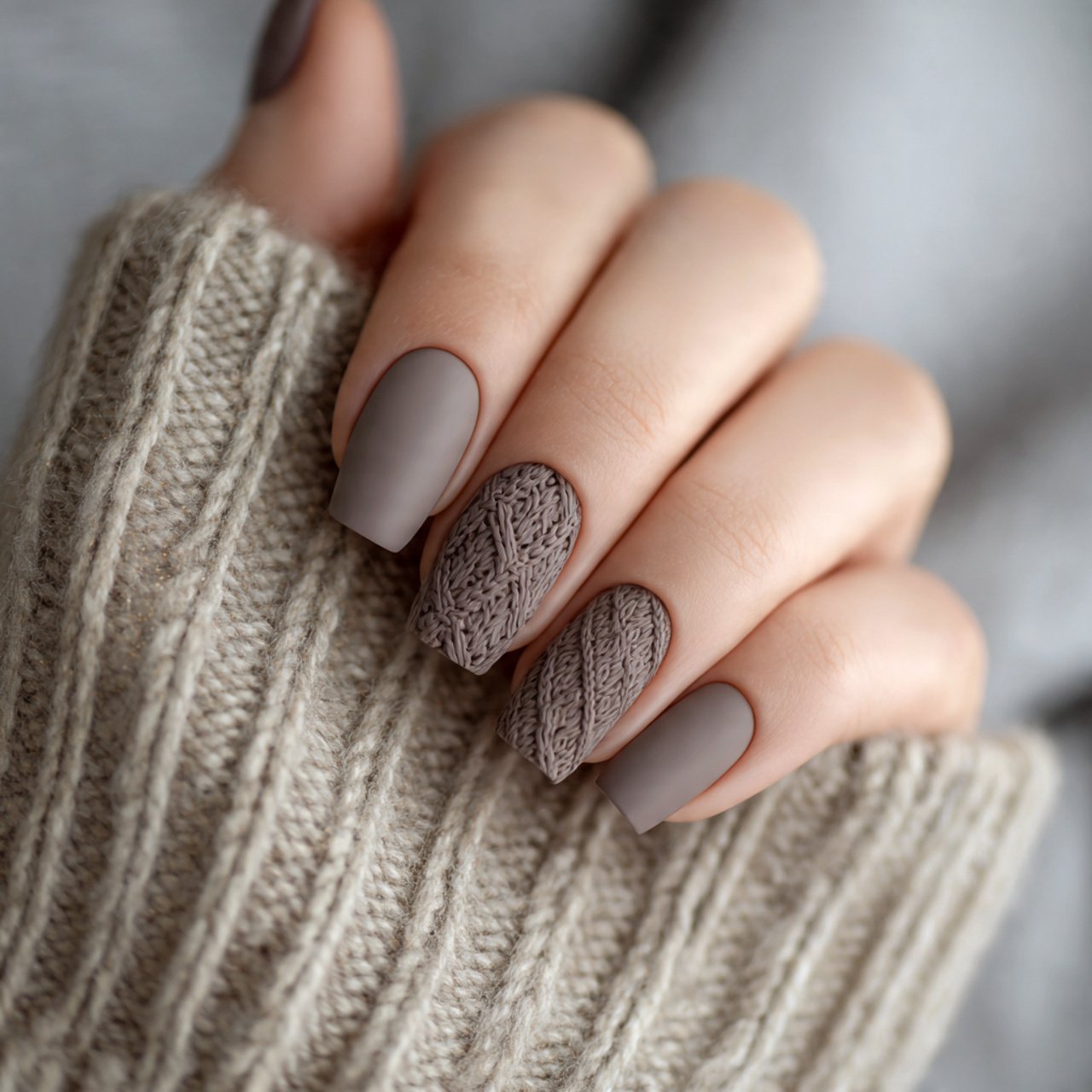 matte taupe nails