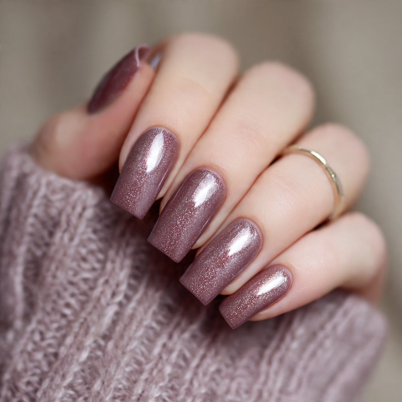 mauve latte fine shimmer slaying nails