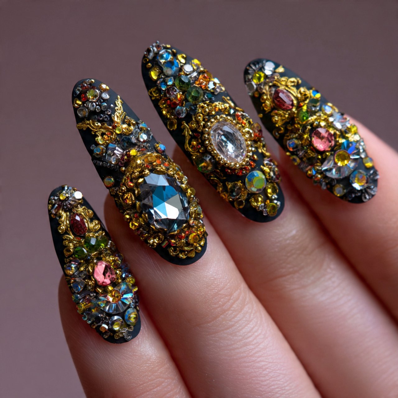 maximalist bling nails