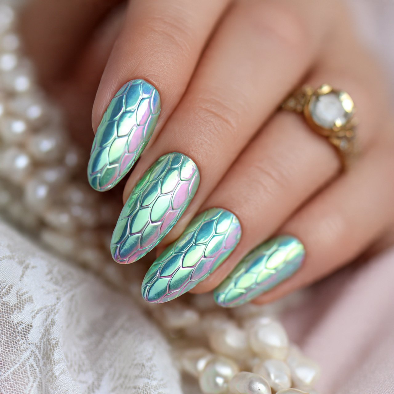 mermaid chrome summer nails
